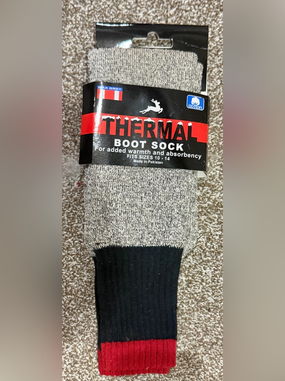 Greenbrier Thermal Boot Sock - SIze; 10-14 - Max Grey - New